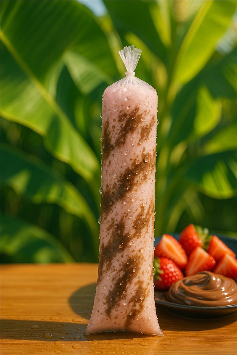 Sacolé sabor Morango com Nutella